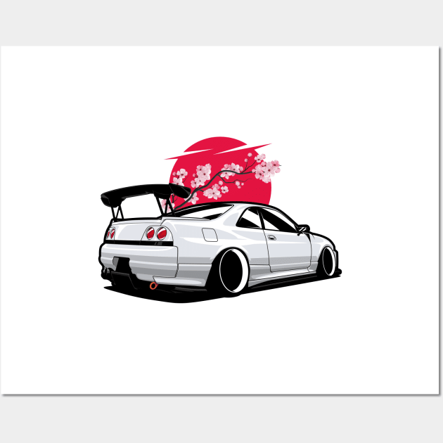 White Skyline GTR R33 Wall Art by KaroCars